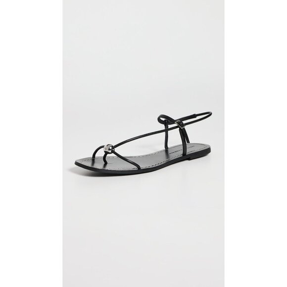 Loeffler Randall Lara Sandals in Black 9 with box Womens Leather Flats - Picture 3 of 14
